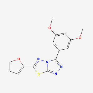 molecular formula C15H12N4O3S B10881857 3-(3,5-Dimethoxyphenyl)-6-(furan-2-yl)[1,2,4]triazolo[3,4-b][1,3,4]thiadiazole 