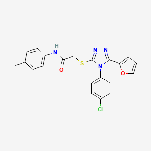 molecular formula C21H17ClN4O2S B10881872 2-{[4-(4-chlorophenyl)-5-(furan-2-yl)-4H-1,2,4-triazol-3-yl]sulfanyl}-N-(4-methylphenyl)acetamide 