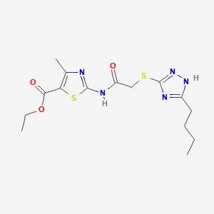 molecular formula C15H21N5O3S2 B10881930 ethyl 2-({[(5-butyl-4H-1,2,4-triazol-3-yl)sulfanyl]acetyl}amino)-4-methyl-1,3-thiazole-5-carboxylate 