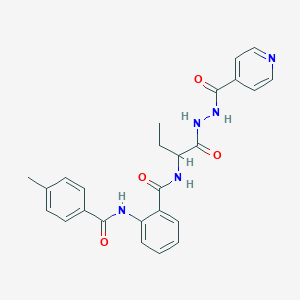 molecular formula C25H25N5O4 B10881957 2-{[(4-methylphenyl)carbonyl]amino}-N-{1-oxo-1-[2-(pyridin-4-ylcarbonyl)hydrazinyl]butan-2-yl}benzamide 