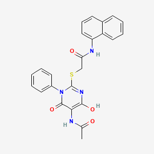 molecular formula C24H20N4O4S B10881987 2-{[5-(acetylamino)-4-hydroxy-6-oxo-1-phenyl-1,6-dihydropyrimidin-2-yl]sulfanyl}-N-(naphthalen-1-yl)acetamide 