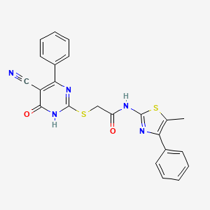 2-[(5-cyano-4-oxo-6-phenyl-1H-pyrimidin-2-yl)sulfanyl]-N-(5-methyl-4-phenyl-1,3-thiazol-2-yl)acetamide