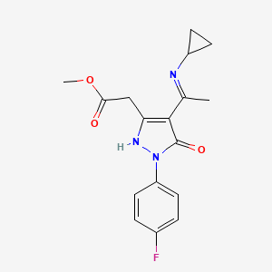 molecular formula C17H18FN3O3 B10882026 methyl [(4Z)-4-[1-(cyclopropylamino)ethylidene]-1-(4-fluorophenyl)-5-oxo-4,5-dihydro-1H-pyrazol-3-yl]acetate 