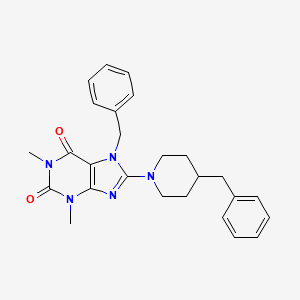 molecular formula C26H29N5O2 B10882041 7-benzyl-8-(4-benzylpiperidin-1-yl)-1,3-dimethyl-3,7-dihydro-1H-purine-2,6-dione 