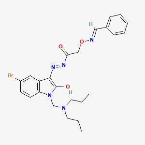 molecular formula C24H28BrN5O3 B10882056 N'-{(3Z)-5-bromo-1-[(dipropylamino)methyl]-2-oxo-1,2-dihydro-3H-indol-3-ylidene}-2-({[(E)-phenylmethylidene]amino}oxy)acetohydrazide 