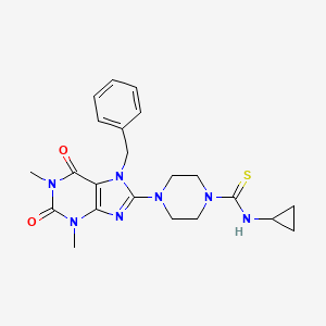 4-(7-benzyl-1,3-dimethyl-2,6-dioxo-2,3,6,7-tetrahydro-1H-purin-8-yl)-N-cyclopropylpiperazine-1-carbothioamide