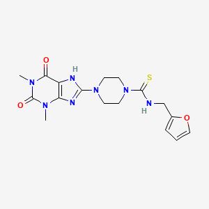 molecular formula C17H21N7O3S B10882062 4-(1,3-dimethyl-2,6-dioxo-2,3,6,7-tetrahydro-1H-purin-8-yl)-N-(furan-2-ylmethyl)piperazine-1-carbothioamide 