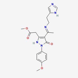 molecular formula C20H23N5O4 B10882063 methyl [(4Z)-4-(1-{[2-(1H-imidazol-4-yl)ethyl]amino}ethylidene)-1-(4-methoxyphenyl)-5-oxo-4,5-dihydro-1H-pyrazol-3-yl]acetate 