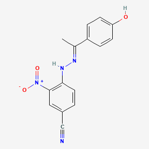 4-{(2E)-2-[1-(4-hydroxyphenyl)ethylidene]hydrazinyl}-3-nitrobenzonitrile