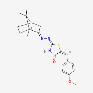 5-(4-Methoxybenzylidene)-2-[(1,7,7-trimethylbicyclo[2.2.1]hept-2-ylidene)hydrazono]-1,3-thiazolidin-4-one