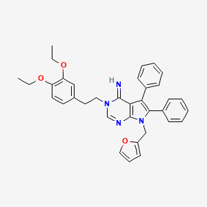 molecular formula C35H34N4O3 B10882241 3-[2-(3,4-diethoxyphenyl)ethyl]-7-(furan-2-ylmethyl)-5,6-diphenyl-3,7-dihydro-4H-pyrrolo[2,3-d]pyrimidin-4-imine 