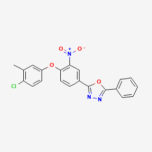 molecular formula C21H14ClN3O4 B10882245 2-[4-(4-Chloro-3-methylphenoxy)-3-nitrophenyl]-5-phenyl-1,3,4-oxadiazole 