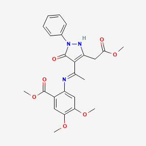 molecular formula C24H25N3O7 B10882307 methyl 4,5-dimethoxy-2-({(1Z)-1-[3-(2-methoxy-2-oxoethyl)-5-oxo-1-phenyl-1,5-dihydro-4H-pyrazol-4-ylidene]ethyl}amino)benzoate 