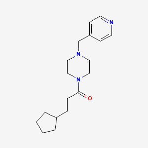 molecular formula C18H27N3O B10882344 3-Cyclopentyl-1-[4-(pyridin-4-ylmethyl)piperazin-1-yl]propan-1-one 