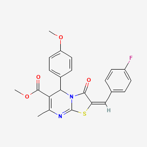 Methyl (2E)-2-(4-fluorobenzylidene)-5-(4-methoxyphenyl)-7-methyl-3-oxo-2,3-dihydro-5H-[1,3]thiazolo[3,2-A]pyrimidine-6-carboxylate