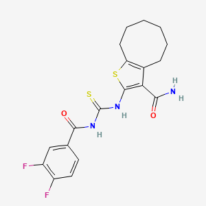 molecular formula C19H19F2N3O2S2 B10882401 2-({[(3,4-Difluorophenyl)carbonyl]carbamothioyl}amino)-4,5,6,7,8,9-hexahydrocycloocta[b]thiophene-3-carboxamide 