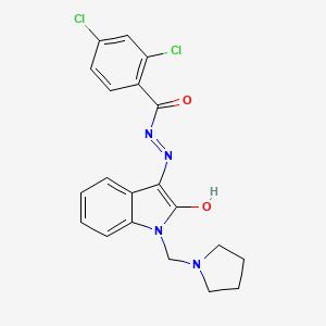 2,4-dichloro-N'-[(3Z)-2-oxo-1-(pyrrolidin-1-ylmethyl)-1,2-dihydro-3H-indol-3-ylidene]benzohydrazide