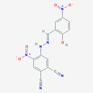 molecular formula C15H8N6O5 B10882469 4-[(2E)-2-(2-hydroxy-5-nitrobenzylidene)hydrazinyl]-5-nitrobenzene-1,2-dicarbonitrile 