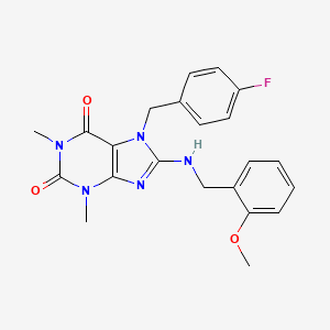 molecular formula C22H22FN5O3 B10882481 7-(4-fluorobenzyl)-8-[(2-methoxybenzyl)amino]-1,3-dimethyl-3,7-dihydro-1H-purine-2,6-dione 