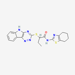 molecular formula C20H20N6OS2 B10882498 N-(4,5,6,7-tetrahydro-1,3-benzothiazol-2-yl)-2-(5H-[1,2,4]triazino[5,6-b]indol-3-ylsulfanyl)butanamide 