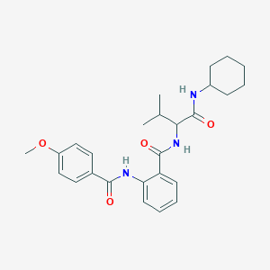 molecular formula C26H33N3O4 B10882512 N~1~-{1-[(Cyclohexylamino)carbonyl]-2-methylpropyl}-2-[(4-methoxybenzoyl)amino]benzamide 