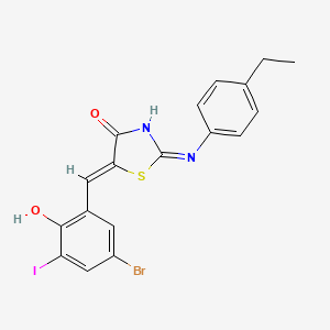 molecular formula C18H14BrIN2O2S B10882515 (5Z)-5-[(5-bromo-2-hydroxy-3-iodophenyl)methylidene]-2-(4-ethylanilino)-1,3-thiazol-4-one 