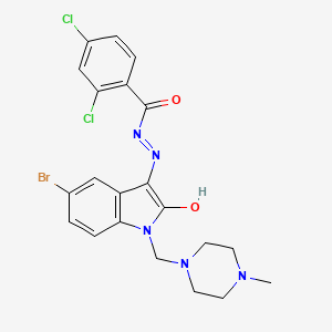 molecular formula C21H20BrCl2N5O2 B10882531 N'-{(3Z)-5-bromo-1-[(4-methylpiperazin-1-yl)methyl]-2-oxo-1,2-dihydro-3H-indol-3-ylidene}-2,4-dichlorobenzohydrazide 