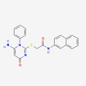 2-[(6-amino-4-oxo-1-phenyl-1,4-dihydropyrimidin-2-yl)sulfanyl]-N-(naphthalen-2-yl)acetamide