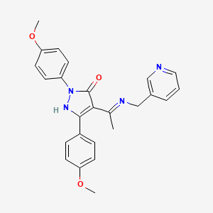 (4Z)-2,5-bis(4-methoxyphenyl)-4-{1-[(pyridin-3-ylmethyl)amino]ethylidene}-2,4-dihydro-3H-pyrazol-3-one