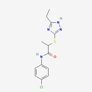 N-(4-chlorophenyl)-2-[(5-ethyl-4H-1,2,4-triazol-3-yl)sulfanyl]propanamide