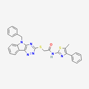 2-({5-Benzyl-[1,2,4]triazino[5,6-B]indol-3-YL}sulfanyl)-N-(5-methyl-4-phenyl-1,3-thiazol-2-YL)acetamide