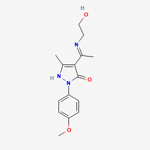 molecular formula C15H19N3O3 B10882727 (4Z)-4-{1-[(2-hydroxyethyl)amino]ethylidene}-2-(4-methoxyphenyl)-5-methyl-2,4-dihydro-3H-pyrazol-3-one 