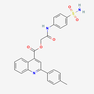 molecular formula C25H21N3O5S B10882732 2-Oxo-2-[(4-sulfamoylphenyl)amino]ethyl 2-(4-methylphenyl)quinoline-4-carboxylate 