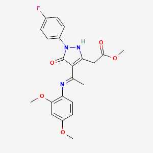 methyl [(4Z)-4-{1-[(2,4-dimethoxyphenyl)amino]ethylidene}-1-(4-fluorophenyl)-5-oxo-4,5-dihydro-1H-pyrazol-3-yl]acetate