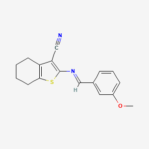 molecular formula C17H16N2OS B10882780 2-[(3-Methoxybenzylidene)amino]-4,5,6,7-tetrahydro-1-benzo[b]thiophene-3-carbonitrile 