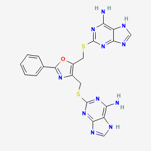 2,2'-[(2-phenyl-1,3-oxazole-4,5-diyl)bis(methanediylsulfanediyl)]bis(9H-purin-6-amine)