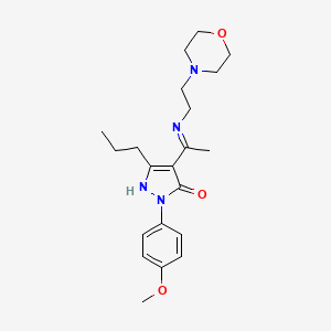 molecular formula C21H30N4O3 B10882829 (4Z)-2-(4-methoxyphenyl)-4-(1-{[2-(morpholin-4-yl)ethyl]amino}ethylidene)-5-propyl-2,4-dihydro-3H-pyrazol-3-one 