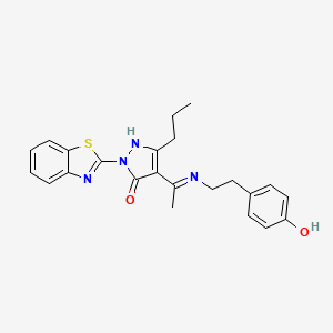 (4Z)-2-(1,3-benzothiazol-2-yl)-4-(1-{[2-(4-hydroxyphenyl)ethyl]amino}ethylidene)-5-propyl-2,4-dihydro-3H-pyrazol-3-one