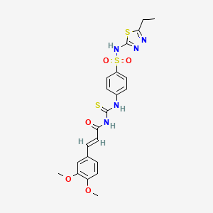 (2E)-3-(3,4-dimethoxyphenyl)-N-({4-[(5-ethyl-1,3,4-thiadiazol-2-yl)sulfamoyl]phenyl}carbamothioyl)prop-2-enamide