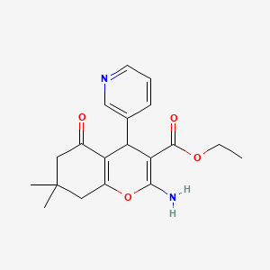 molecular formula C19H22N2O4 B10882989 2-Amino-7,7-dimethyl-5-oxo-4-pyridin-3-yl-5,6,7,8-tetrahydro-4H-chromene-3-carboxylic acid ethyl ester 