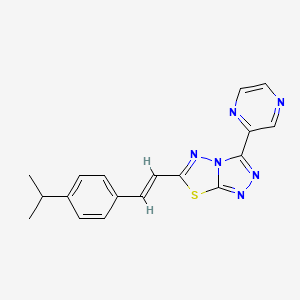 molecular formula C18H16N6S B10882992 6-{(E)-2-[4-(propan-2-yl)phenyl]ethenyl}-3-(pyrazin-2-yl)[1,2,4]triazolo[3,4-b][1,3,4]thiadiazole 