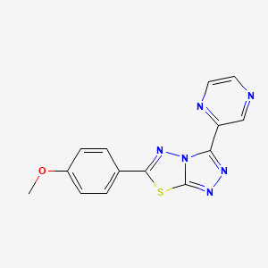 molecular formula C14H10N6OS B10882997 6-(4-Methoxyphenyl)-3-(pyrazin-2-yl)[1,2,4]triazolo[3,4-b][1,3,4]thiadiazole 