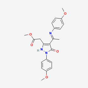 molecular formula C22H23N3O5 B10883134 methyl [(4Z)-1-(4-methoxyphenyl)-4-{1-[(4-methoxyphenyl)amino]ethylidene}-5-oxo-4,5-dihydro-1H-pyrazol-3-yl]acetate 