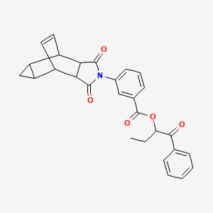 molecular formula C28H25NO5 B10883167 1-oxo-1-phenylbutan-2-yl 3-(1,3-dioxooctahydro-4,6-ethenocyclopropa[f]isoindol-2(1H)-yl)benzoate 