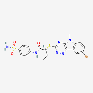 2-[(8-bromo-5-methyl-5H-[1,2,4]triazino[5,6-b]indol-3-yl)sulfanyl]-N-(4-sulfamoylphenyl)butanamide