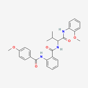 molecular formula C27H29N3O5 B10883230 N-[1-(2-Methoxyanilino)-3-methyl-1-oxobutan-2-yl]-2-(4-methoxybenzamido)benzamide CAS No. 485810-12-6