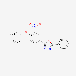 molecular formula C22H17N3O4 B10883238 2-[4-(3,5-Dimethylphenoxy)-3-nitrophenyl]-5-phenyl-1,3,4-oxadiazole 