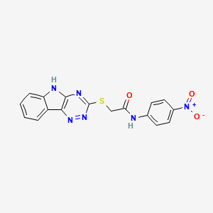 molecular formula C17H12N6O3S B10883246 N-(4-nitrophenyl)-2-(5H-[1,2,4]triazino[5,6-b]indol-3-ylsulfanyl)acetamide 