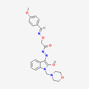 2-({[(E)-(4-methoxyphenyl)methylidene]amino}oxy)-N'-[(3E)-1-(morpholin-4-ylmethyl)-2-oxo-1,2-dihydro-3H-indol-3-ylidene]acetohydrazide