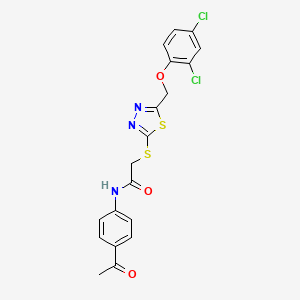 molecular formula C19H15Cl2N3O3S2 B10883307 N-(4-acetylphenyl)-2-({5-[(2,4-dichlorophenoxy)methyl]-1,3,4-thiadiazol-2-yl}sulfanyl)acetamide 